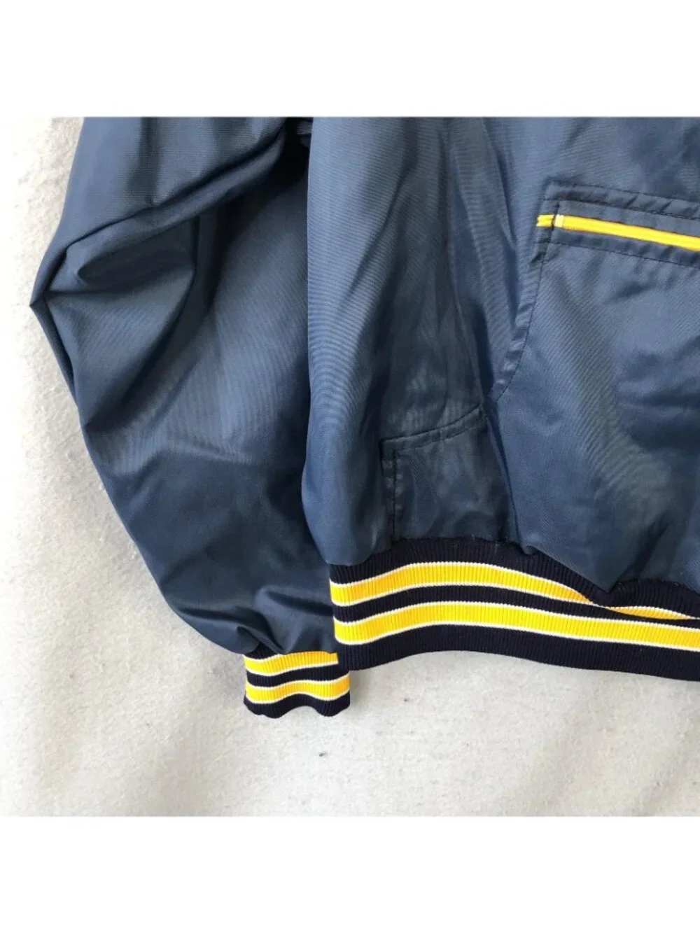 Vintage Michigan Bell Campboree Jacket Mens Large Blue Nylon 1/4 Zip Windbreaker